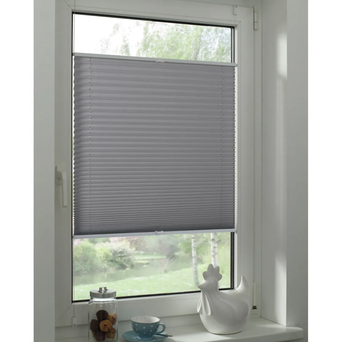 EasyFix Plissee Greta 70x130cm steingrau ^ Gardinia Best