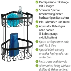Eckregal 2 Etagen Classic Plus, schwarz ^ Wenko Hot