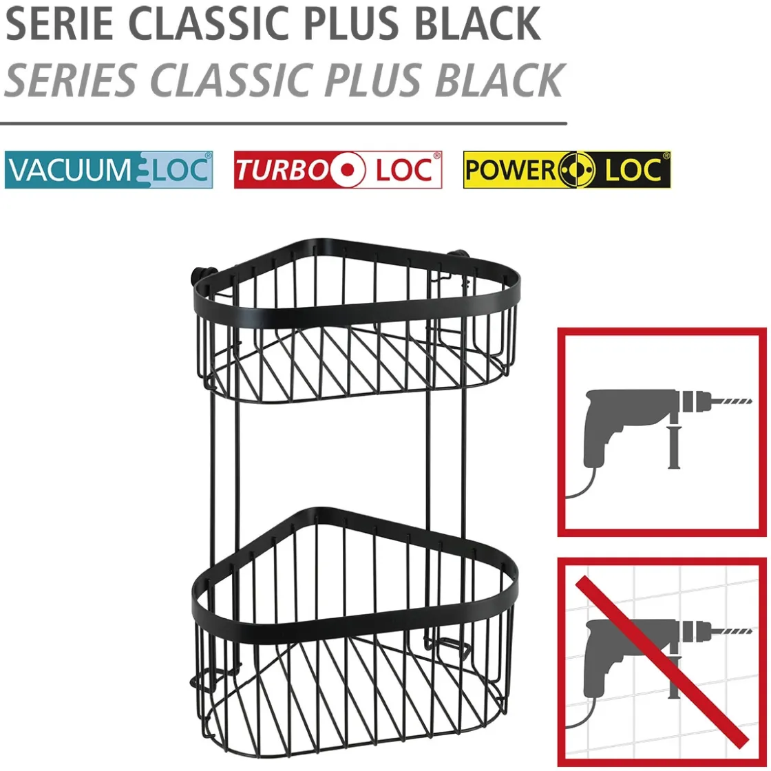 Eckregal 2 Etagen Classic Plus, schwarz ^ Wenko Hot