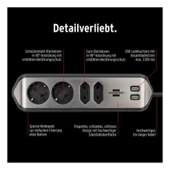 estilo Eck-Steckdosenleiste 4-fachEdelstahl ^ Brennenstuhl Hot