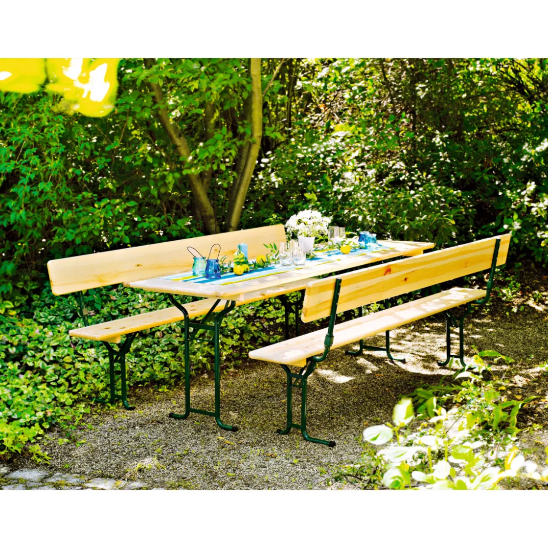 Festzeltgarnitur Komfort mit Tisch 220 x 70 cm ^ Clearance
