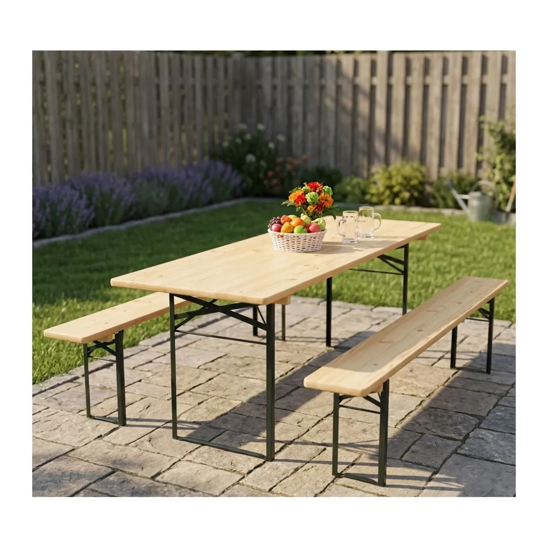 Festzeltgarnitur Standard mit Tisch 220 x 70 cm ^ Outlet