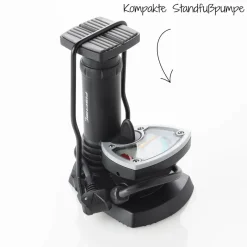 Fuß-Standpumpe mit Manometer und Adapter schwarz ^ Fischer Bikes