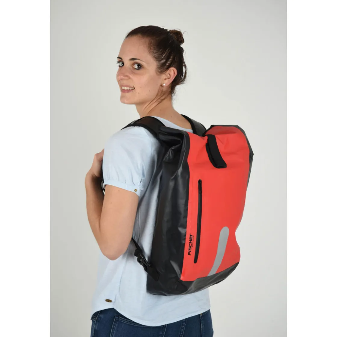 Gepäckträgertasche wasserdicht schwarz-rot ^ Fischer Bikes Best