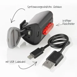 LED-Akku-Beleuchtungs-Set 3-teilig ^ Fischer Bikes Clearance
