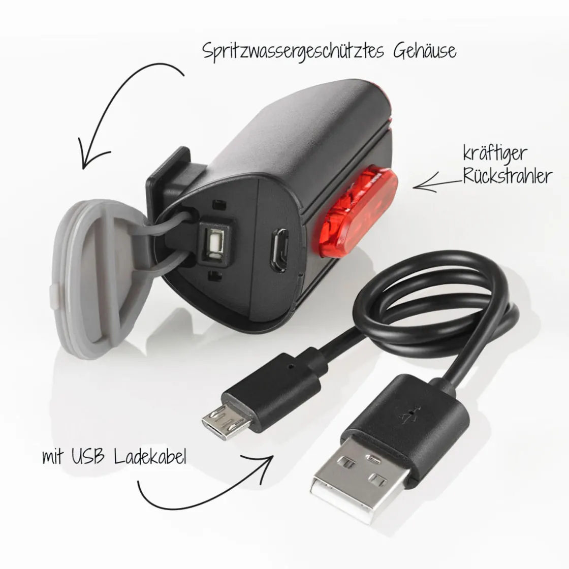 LED-Akku-Beleuchtungs-Set 3-teilig ^ Fischer Bikes Clearance