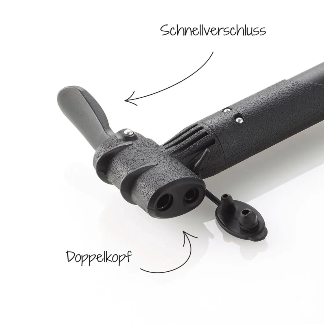 Luftpumpe mit Duokopf Rahmenbefestigung schwarz ^ Fischer Bikes