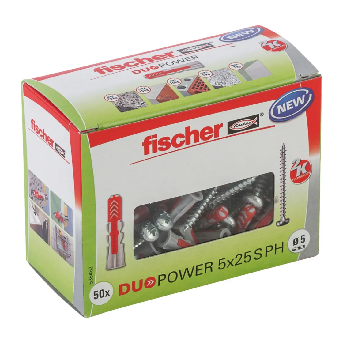 Dübel DuoPower 5 x 25 mm mit Panhead-Schraube 50 Stück ^ Fischer Best
