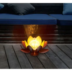 LED-Solar-Dekoleuchte Lotus kupfer ^ Flector Garten Discount