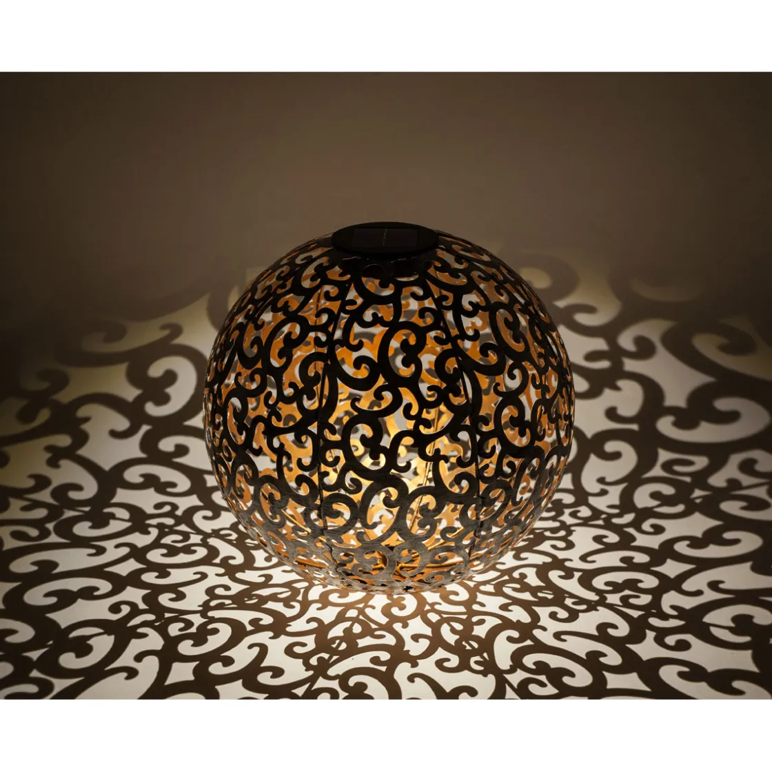 LED-Solar-Dekokugel Orient silber gebürstet Durchmesser 30 cm ^ Flector Garten New