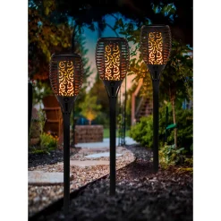 LED-Solar-Fackel Black inkl Flammen-Effekt ^ Flector Garten Clearance
