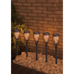 LED-Solarfackel Flame schwarz 5er-Set ^ Flector Garten