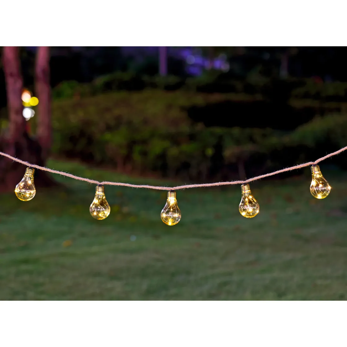 LED-Solar-Lichterkette Golden Vintage mit Naturfaser ^ Flector Garten