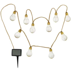 LED-Solar-Lichterkette Golden Vintage mit Naturfaser ^ Flector Garten