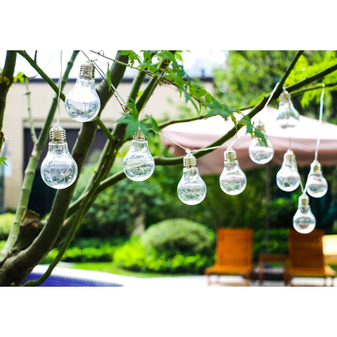 LED-Solar-Lichterkette Vintage inkl 10 Birnen ^ Flector Garten New
