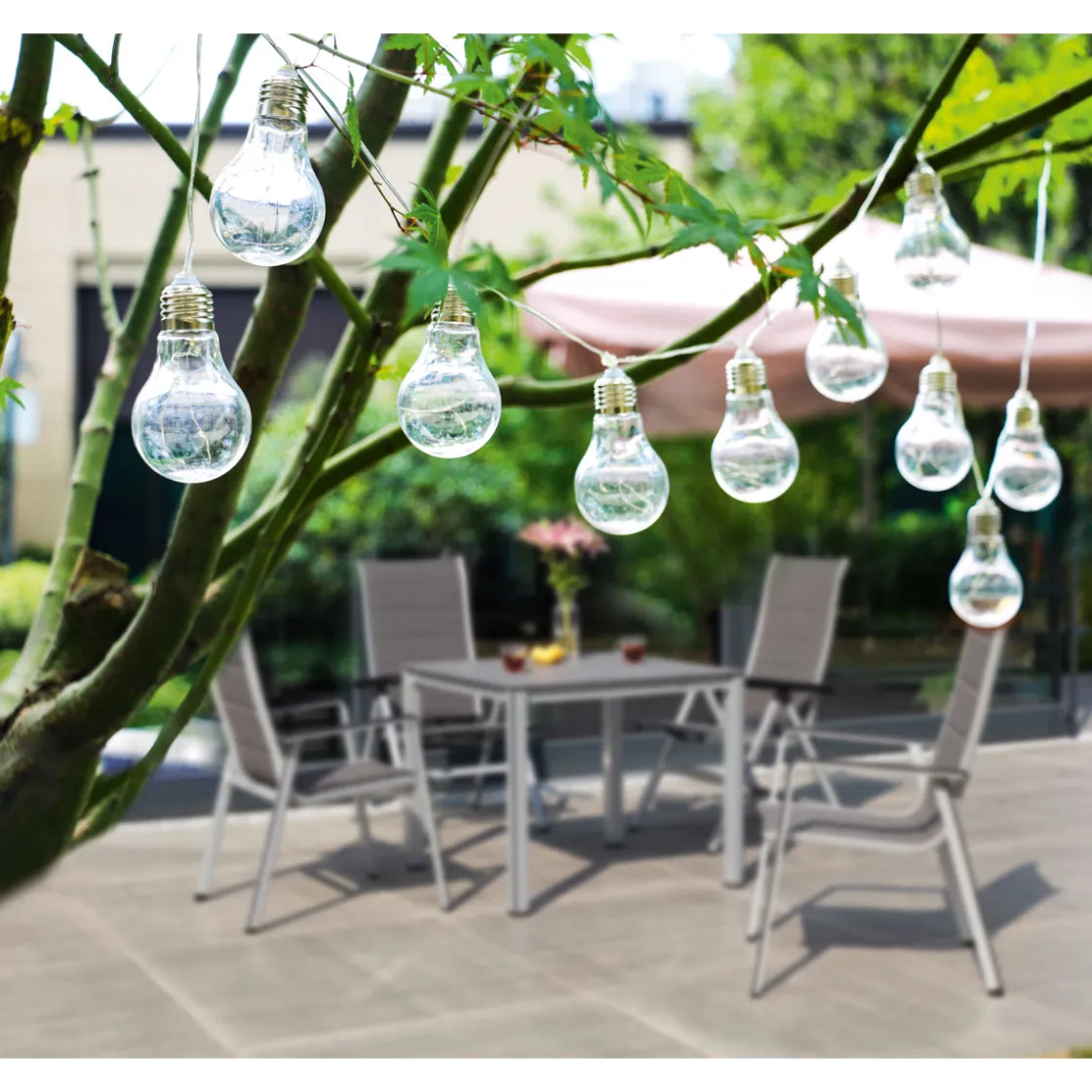 LED-Solar-Lichterkette Vintage inkl 10 Birnen ^ Flector Garten New