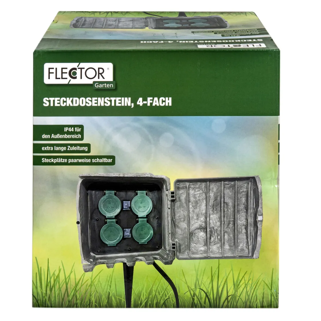 Steckdosenstein 4- Fach ^ Flector Garten Hot