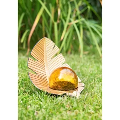 Solar-Dekoleuchte Golden Monstera inkl Glaskugel in Bruchoptik gold ^ Flector Clearance