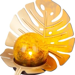 Solar-Dekoleuchte Golden Monstera inkl Glaskugel in Bruchoptik gold ^ Flector Clearance