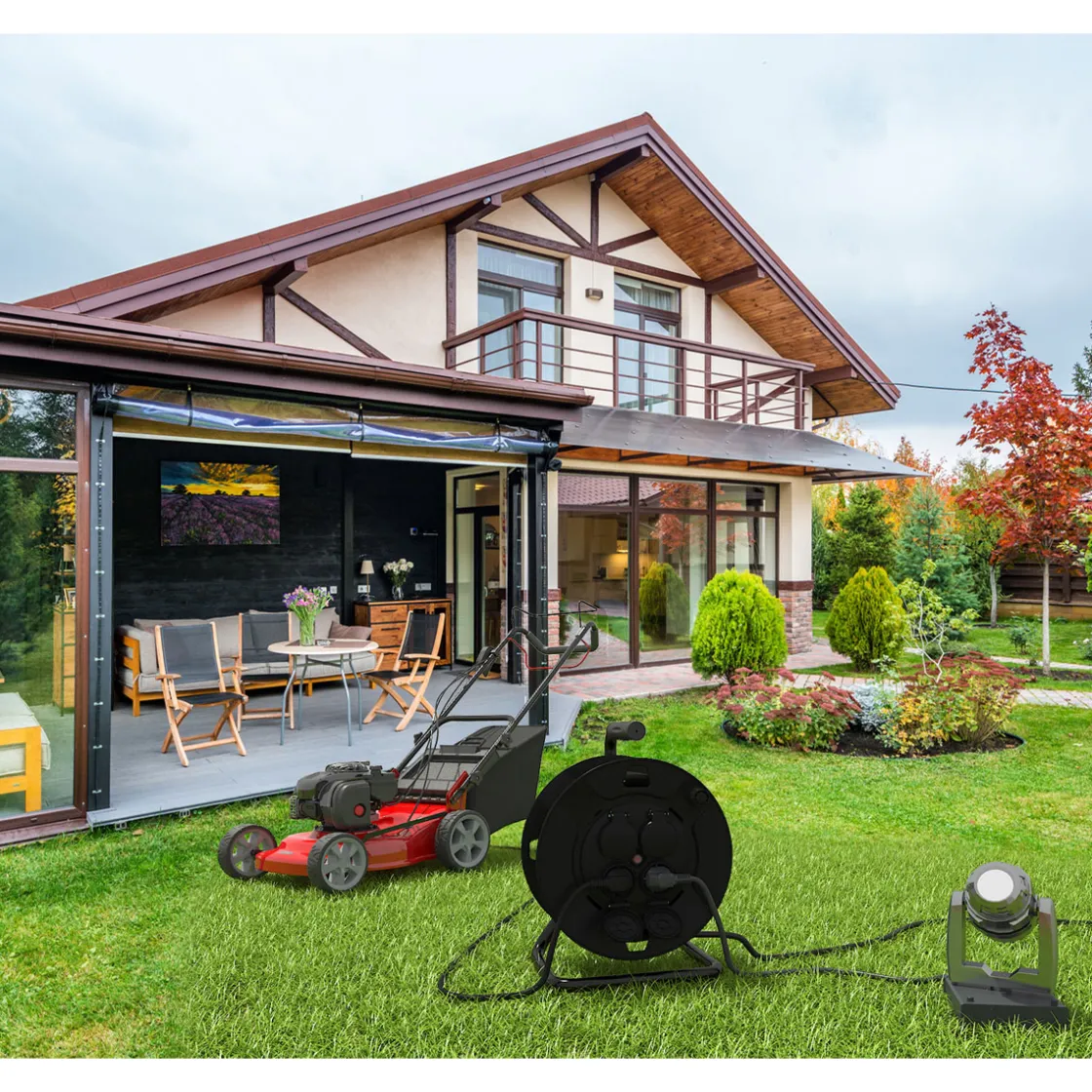 Kabeltrommel 40 m IP44 4-fach Schuko ^ Flector Technik Online