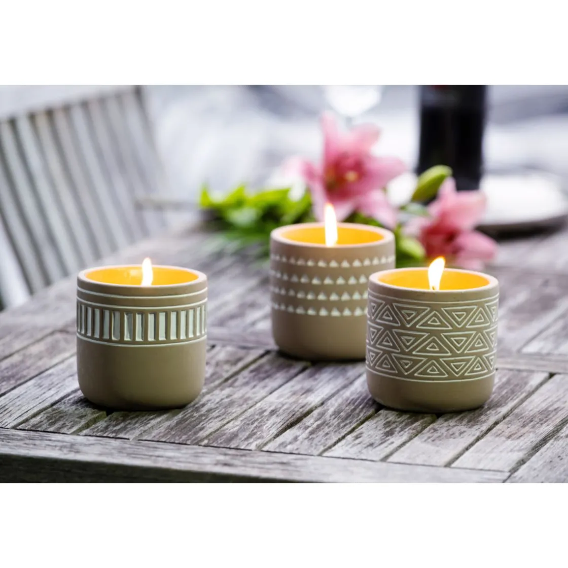 Flower Power Citronellakerze DURO im Terracottatöpfchen 10x10 cm ^ Discount