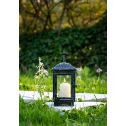 Flower Power Grablaterne RUBI schwarz Glas Metall (ohne Kerze) ^ New