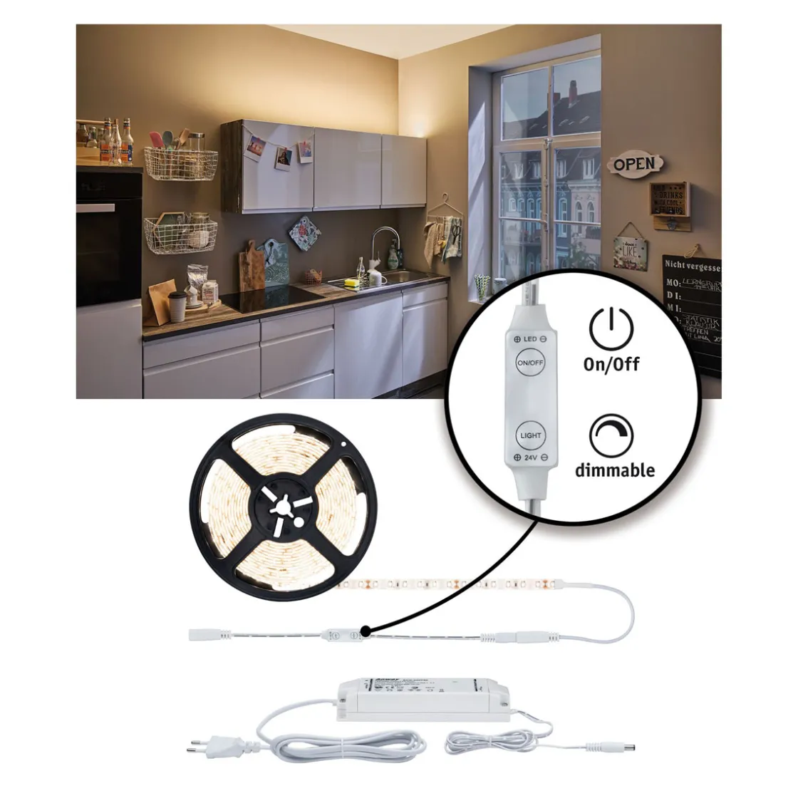 FN SimpLED Power Set 5m Warmweiss inklDimm/Switch 50W 230/24V DC Ws Kst ^ Paulmann Outlet