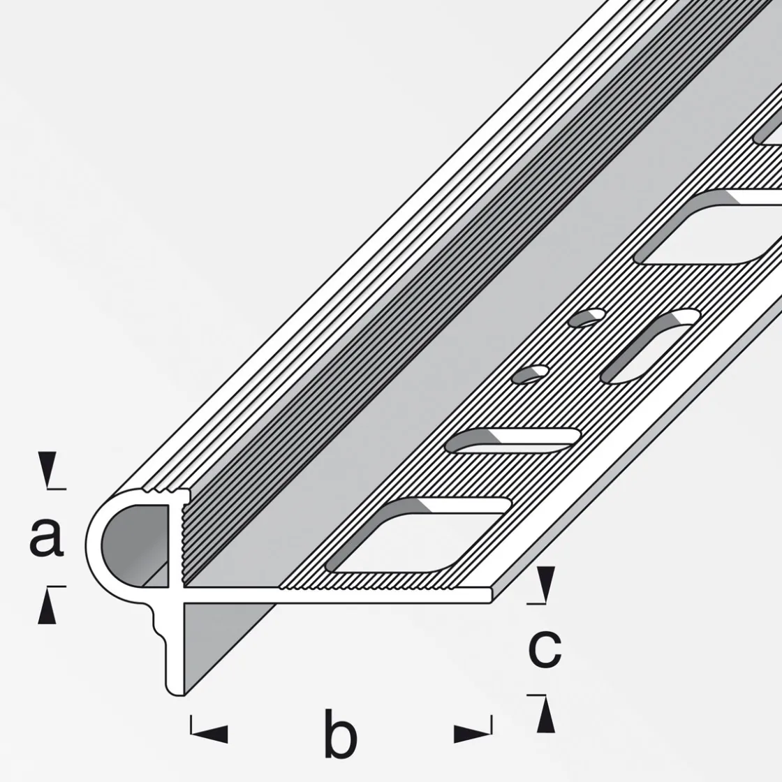 Treppenkantenprofil Florentiner 10 mm 2,5m silber ^ Fundamo Online