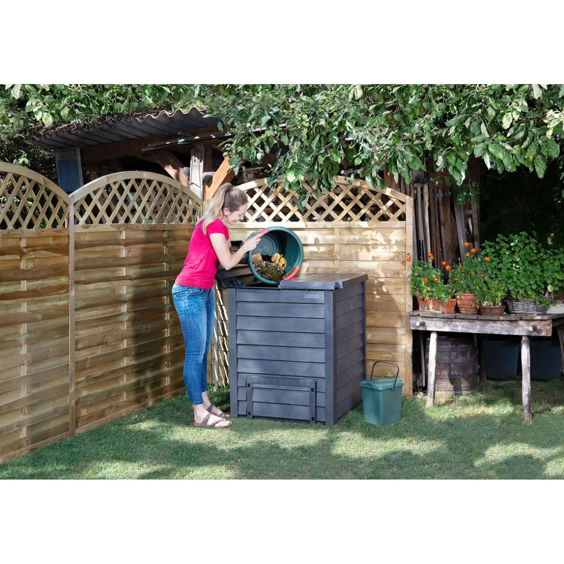 Komposter Thermo Wood 400 L anthrazit-braun ^ Garantia Outlet