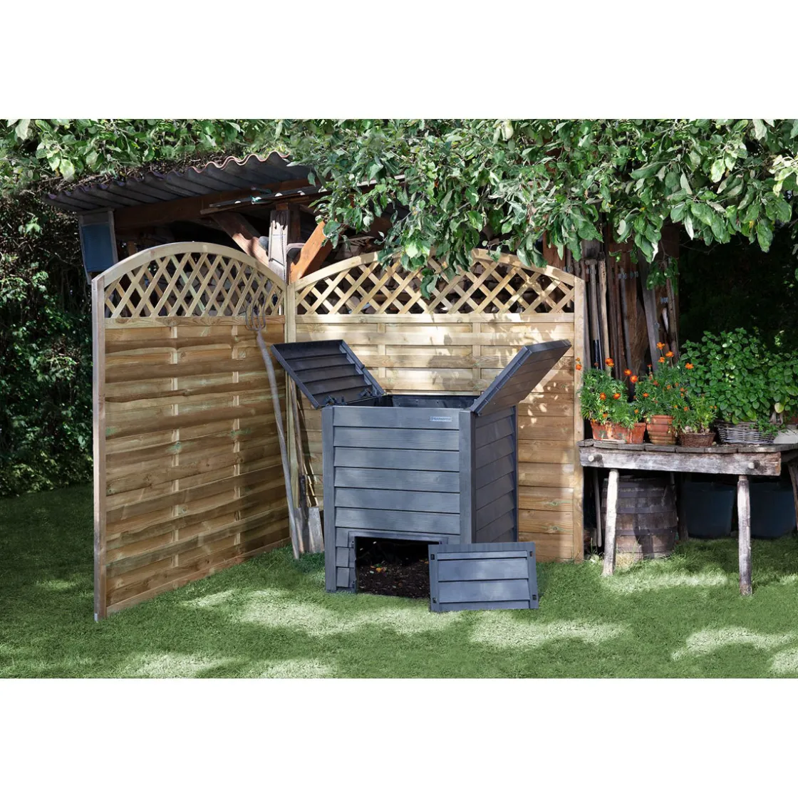 Komposter Thermo Wood 400 L anthrazit-braun ^ Garantia Outlet