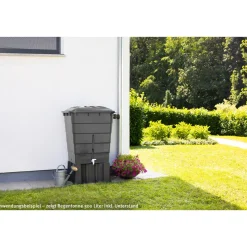 Regentonne eckig 300 L graphite grey inkl Deckel und Hahn ^ Garantia Outlet