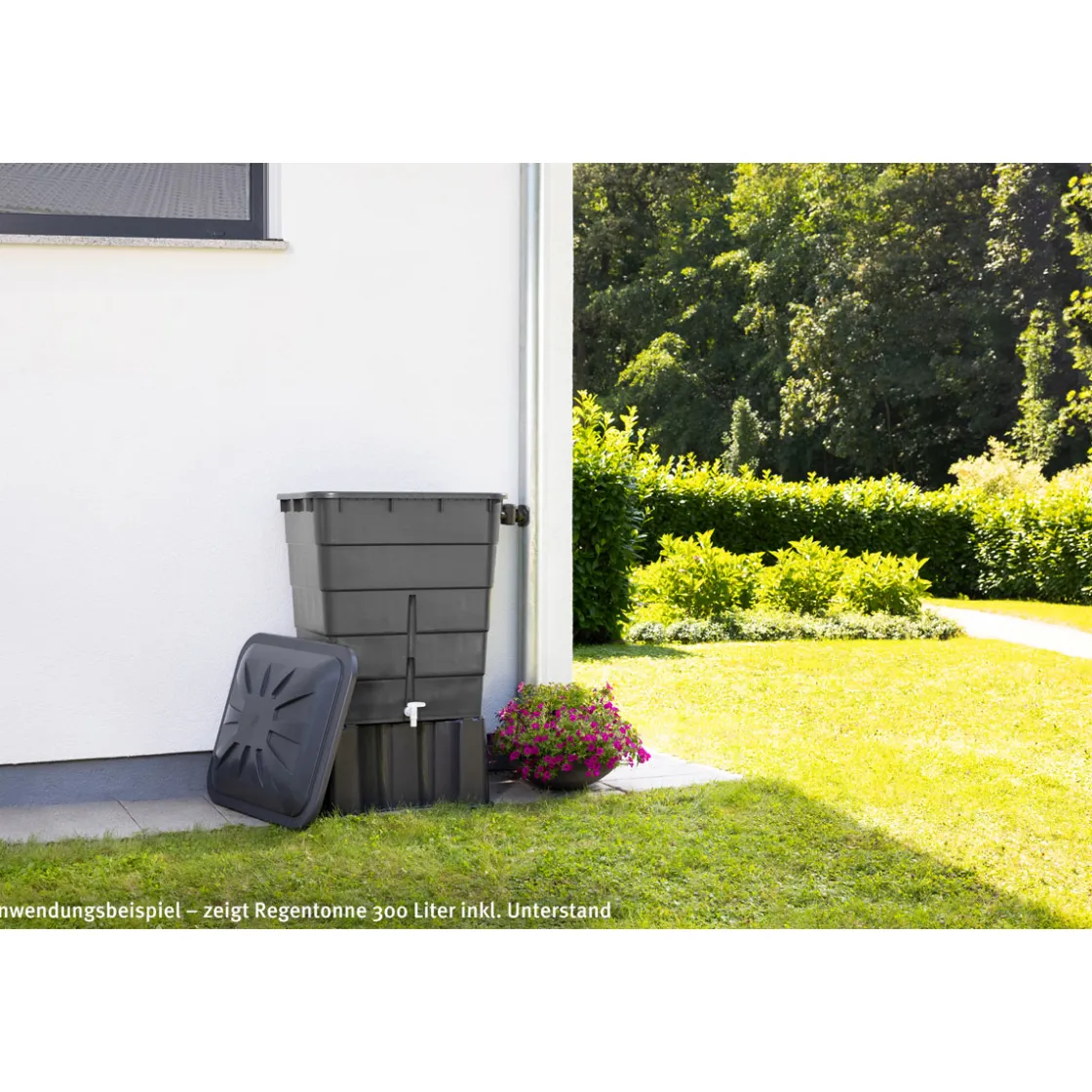 Regentonnen-Unterstand eckig 300 L graphite grey ^ Garantia Outlet