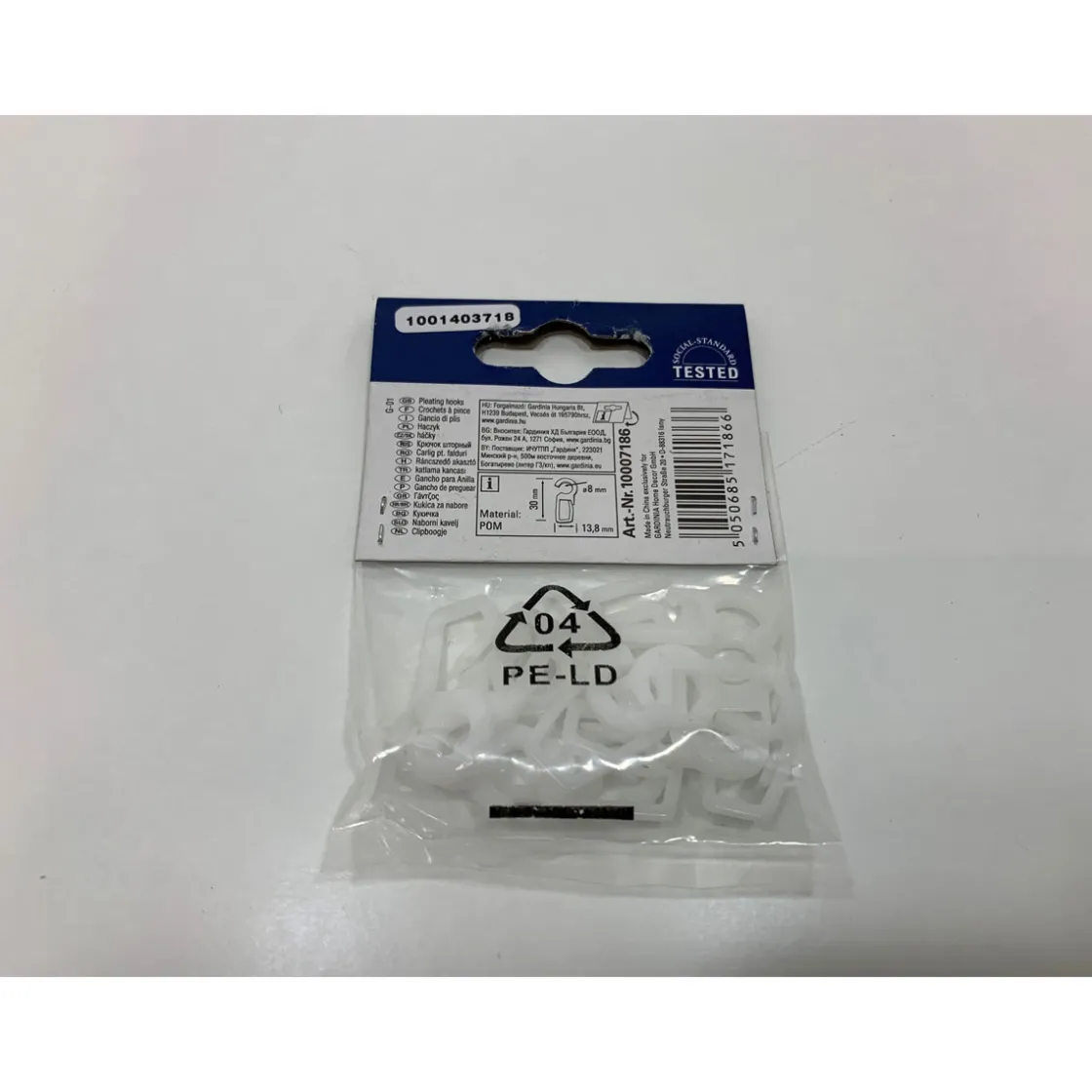 Faltenlegehaken Pom 20 mm weiß ^ Gardinia Best