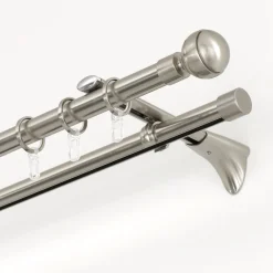 Gardinenstange Chicago mit Innenlauf Durchmesser 16 mm 120 cm Edelstahl-Optik ^ Gardinia