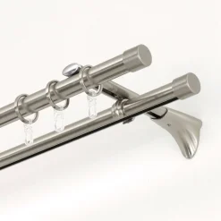 Gardinenstange Memphis mit Innenlauf Durchmesser 16 mm 120 cm Edelstahl-Optik ^ Gardinia