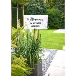 Gartenstecker Willkommen ^