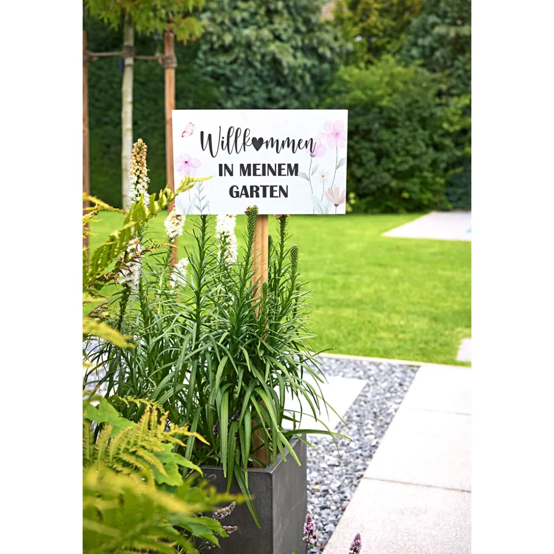 Gartenstecker Willkommen ^