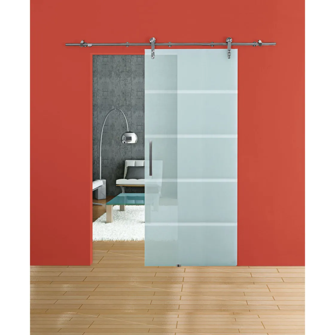 Glasschiebetür Blockstreifen 90 x 208 cm ^ New