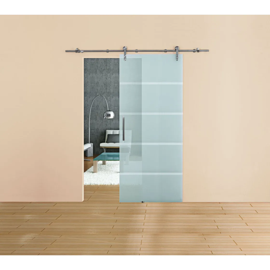 Glasschiebetür Blockstreifen 90 x 208 cm ^ New