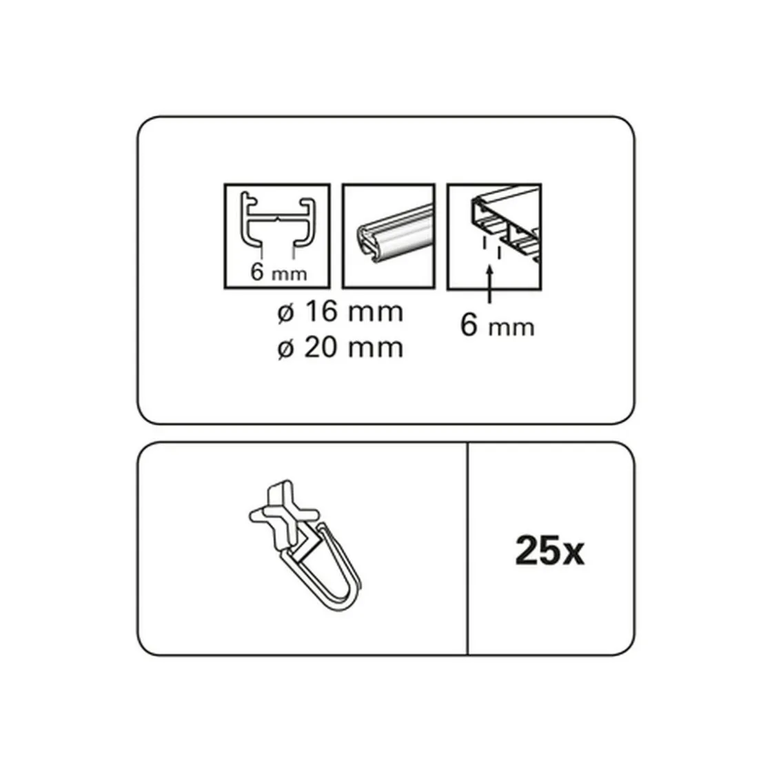 Gleiter für Aluschiene 25 Stück 13 mm ^ Gardinia Discount