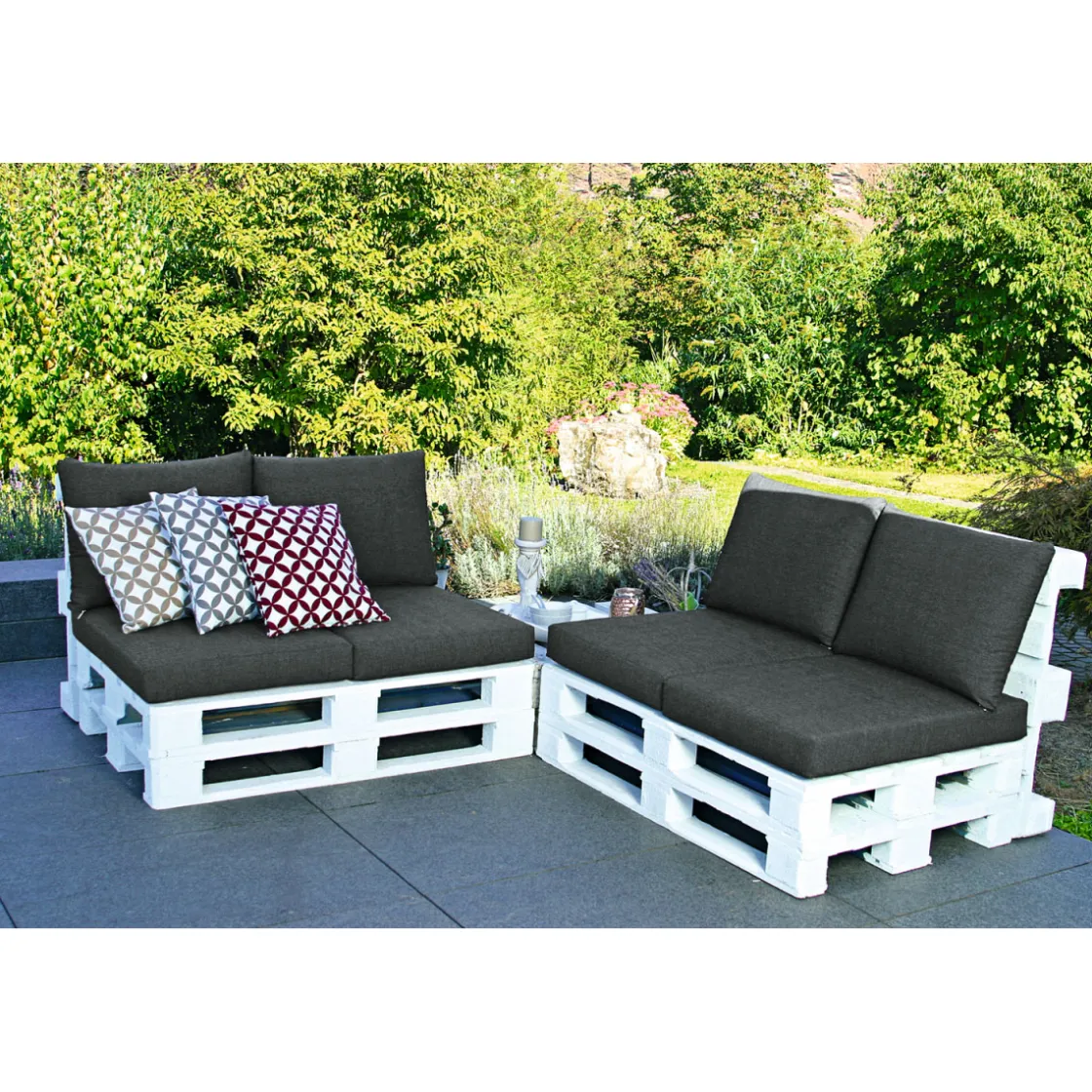 Palettenauflage 2- teilig anthrazit 60 x 80 cm wasserabweisend ^ GO-DE