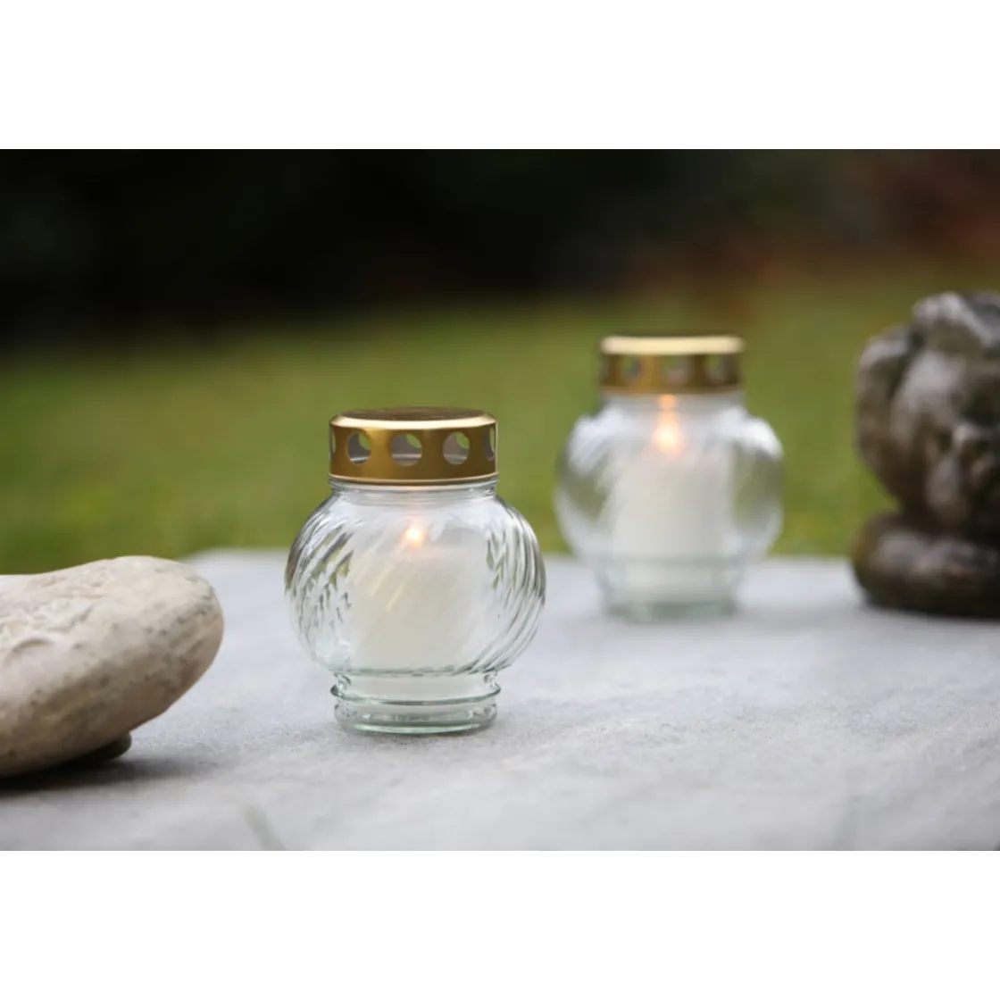 Grablampe IGLESIA_C aus Glas mit Brenner ^ Discount