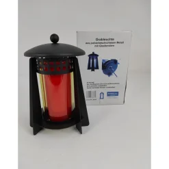 Grablaterne Metall schwarz klares Glas ^ New