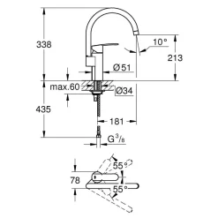 Einhand-Spültischbatterie Wave Cosmopolitan1/2" ^ Grohe Best