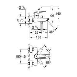 Einhand-Wannenbatterie Start 1/2" ^ Grohe Clearance