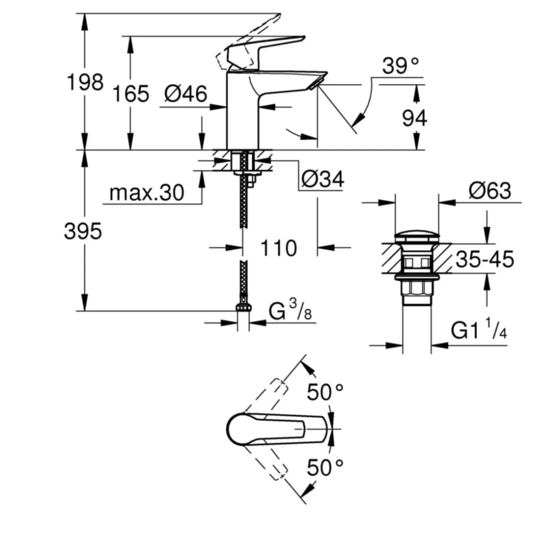 Einhand-Waschtischbatterie Start 1/2" S-Size ^ Grohe Discount