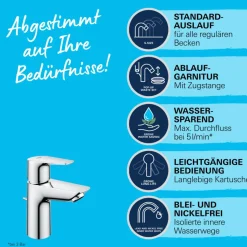 Einhand-Waschtischbatterie Start Edge chrom Durchmesser 4,5 x 14,7 cm ^ Grohe Best