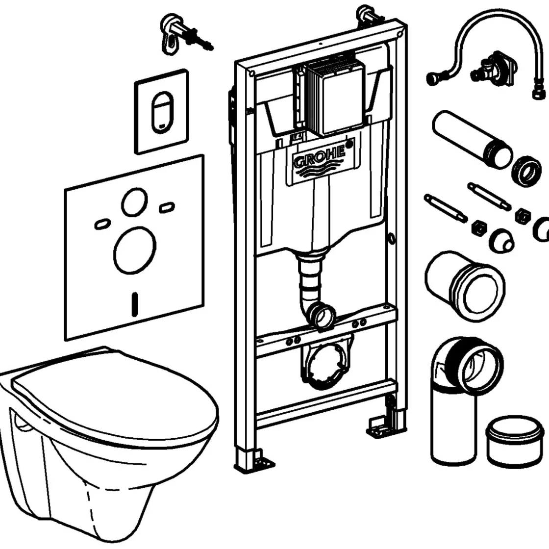 Wand-WC Komplett-Set Solido 5in1 inkl Befestigungsmaterial ^ Grohe Discount