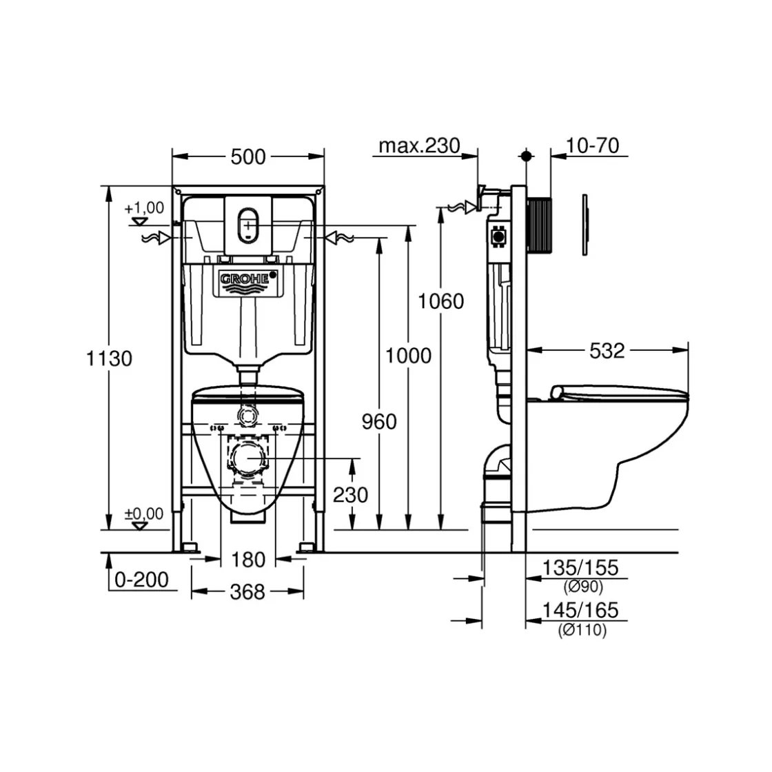 Wand-WC Komplett-Set Solido 5in1 inkl Befestigungsmaterial ^ Grohe Discount