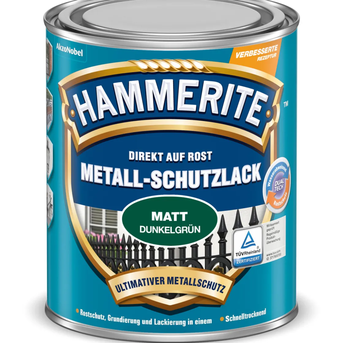 Metallschutzlack dunkelgrün matt 750 ml ^ Hammerite Clearance